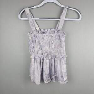 J.Crew Flora Obscura X  Ruffle Babydoll Tank Top Cottagecore Romantic Sz S